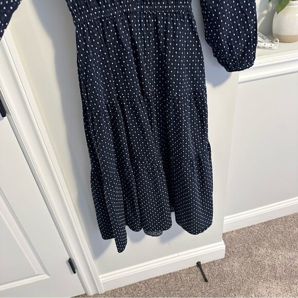 Madewell Navy Blue White Cross Cotton Long Sleeve Maxi Dress Small - Picture 11 of 14